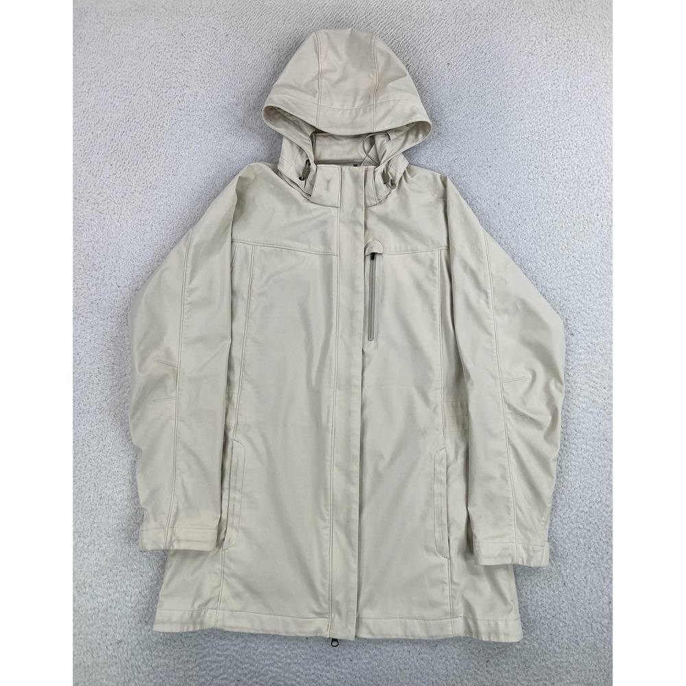 ExOfficio Rain Coat Womens Small Beige Softshell Hooded Full Zip Pockets